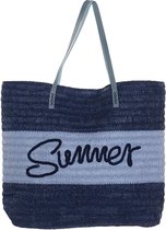 Strandtas Summer blauw 38 x 40 cm - Strandshoppers van polyester