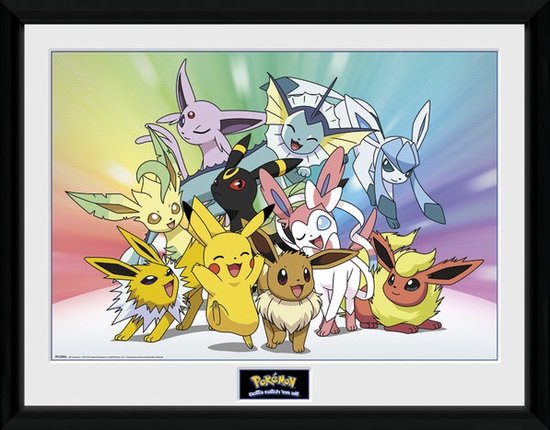 Foto: Gb eye poster in lijst pok mon eevee 30 x 40 cm