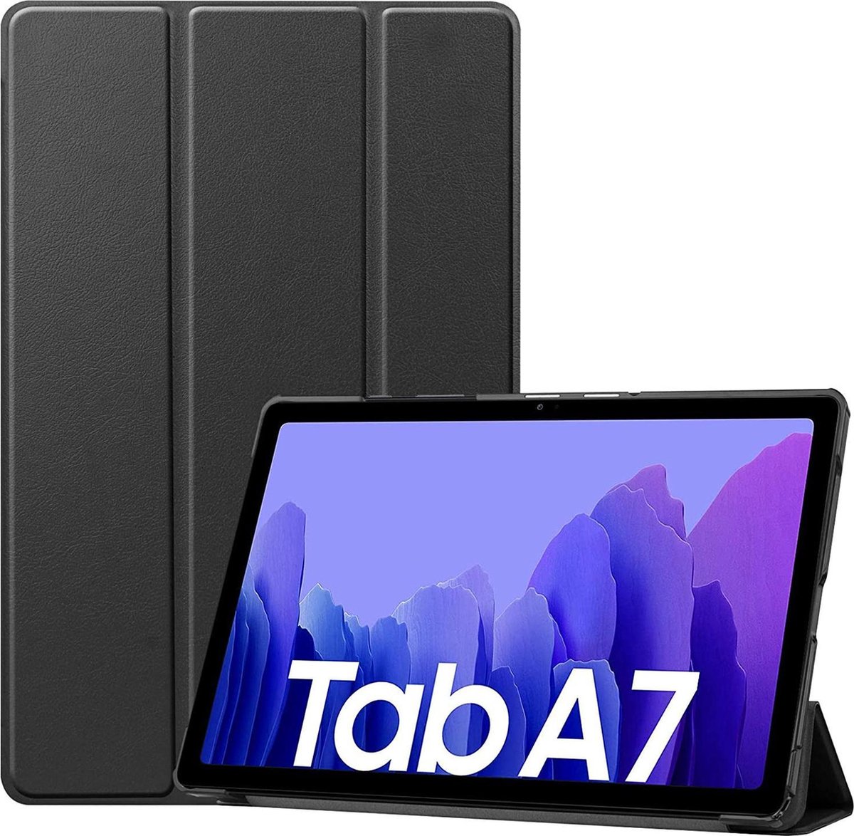 Tablethoes Geschikt voor: Samsung Galaxy Tab A7 - 10.4 inch Ultraslanke Hoesje Tri-Fold Cover Case - Zwart