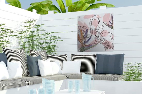 Posters de jardin Vogel - Plantes - Flamingo - Motif - 50x50 cm - Toile de jardin - Affiche extérieure