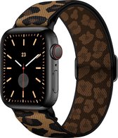 YONO Nylon Stretch Bandje geschikt voor Apple Watch - 38 mm - 40 mm - Leopard