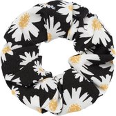 Scrunchie Haarelastiek Bloemen Print Zwart