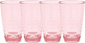 Set de 2 x verres à eau/verres à boire camping/pique-nique en plastique incassable rouge 285 ml - verre polycarbonate