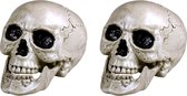 2x décoration d'horreur crâne/crâne avec mâchoire mobile 20 x 15 cm - Décoration cimetière Halloween