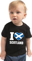 I love Scotland baby shirt zwart jongens en meisjes - Kraamcadeau - Babykleding - Schotland landen t-shirt 74 (5-9 maanden)