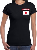 Japan t-shirt met vlag zwart op borst voor dames - Japan landen shirt - supporter kleding XL