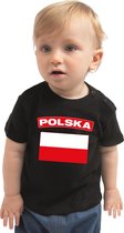Polska baby shirt met vlag zwart jongens en meisjes - Kraamcadeau - Babykleding - Polen landen t-shirt 74