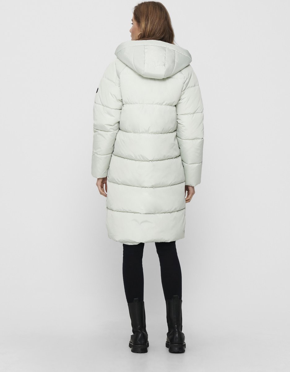 white padded long coat