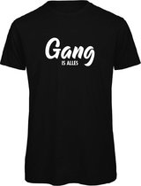 T-shirt zwart S - Gang is alles - wit - soBAD. | Foute apres ski outfit | kleding | verkleedkleren | wintersport t-shirt | wintersport dames en heren