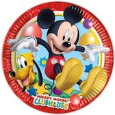 feestborden Playful Mickey 23 cm karton rood 8 stuks