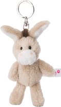 sleutelhanger Donkey junior 10 cm pluche beige/wit