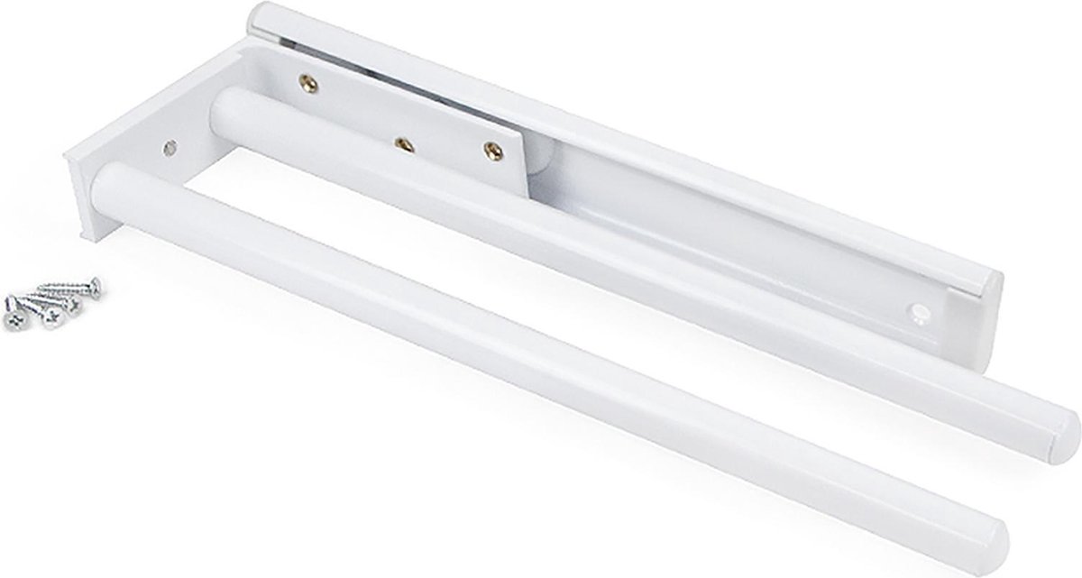 Emuca Handdoekenrek verlengbaar, 2 armen, 310 mm, Aluminium, Wit