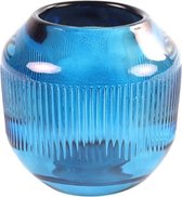 theelichthouder Thessa 9 x 9 cm glas blauw