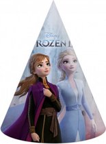 feesthoedjes Frozen II junior karton blauw 6 stuks