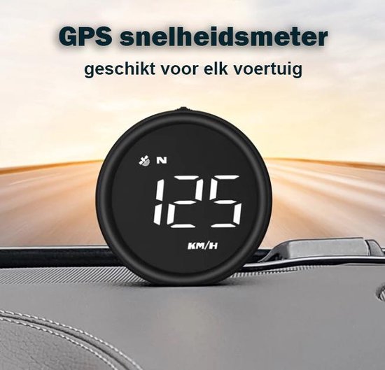 Snelheidsmeter kompas kilometerteller GPS zwart/glanzend