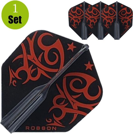Robson Standaard Tribal Dartflights - Zwart -Rood van Robson — afbeelding 2