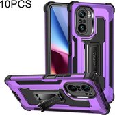 Voor Xiaomi Redmi K40 / K40 Pro 10 PCS Knight Jazz PC + TPU Schokbestendige beschermhoes met opvouwbare houder (paars)