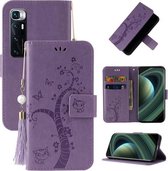 Voor Xiaomi Mi 10 Ultra reliëf Lucky Tree horizontale flip lederen tas met houder & kaartsleuf & portemonnee & lanyard (paars)