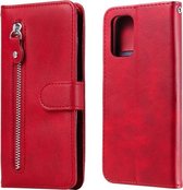 Voor Geschikt voor Xiaomi Redmi Note 10 5G / Poco M3 Pro 5G Mode Kalf Textuur Rits Horizontale Flip Lederen Case met Houder & Kaartsleuven & Portemonnee (Rood)