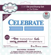 Creative Expressions Stans en Stempelset - 'Celebrate' - 3 x stans en 5 x clear stamp