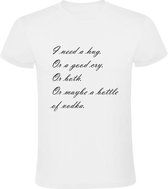 I need a hug and vodka op Heren t-shirt | wodka | knuffel | festival | cry | Wit