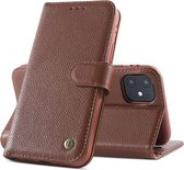 Echt Lederen Book Case Hoesje - Leren Portemonnee Telefoonhoesje - Geschikt voor iPhone 12 Mini - Bruin