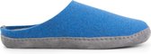 Travelin' Get-Home Heren Slip-On sloffen - Wollen pantoffels - Suede zool - Petrol blauw - Maat 42