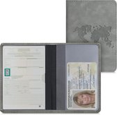 Housse kwmobile pour certificat d'immatriculation et permis de conduire - Housse avec porte-cartes en gris - Étui en simili cuir