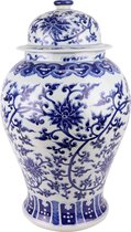 Fine Asianliving Chinese Gemberpot Porselein Handgeschilderd Lotus Blauw Wit D32xH53cm