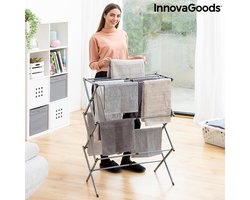 InnovaGoods - Droogrek - Inklapbare en uitschuifbare kledingdroger met 3 niveaus Cloxy - Wasdroger - 11 Stangen - 3 Hoogteniveau's