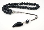Black Crytal Tasbih 66 Perles - Perle de Prière Musulmane - Perles Rondes - Tesbih - Allah - Cadeau Islamique Tasbeeha