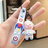 5 STKS Space Astronautical Piggy Sleutelhanger Cartoon Hanger (Aerospace Pig - Blauw)