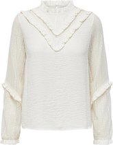 Jacqueline de Yong Blouse Jdylisa L/s Frill Top Wvn 15233664 Cloud Dancer Dames Maat - W40