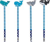 Potlood met Gum DKD Home Decor Blauw Hout (4 pcs)