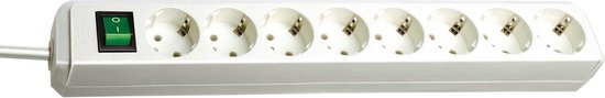 Eco-Line stekkerdoos met schakelaar 8-voudig wit 3m H05VV-F 3G1,5
