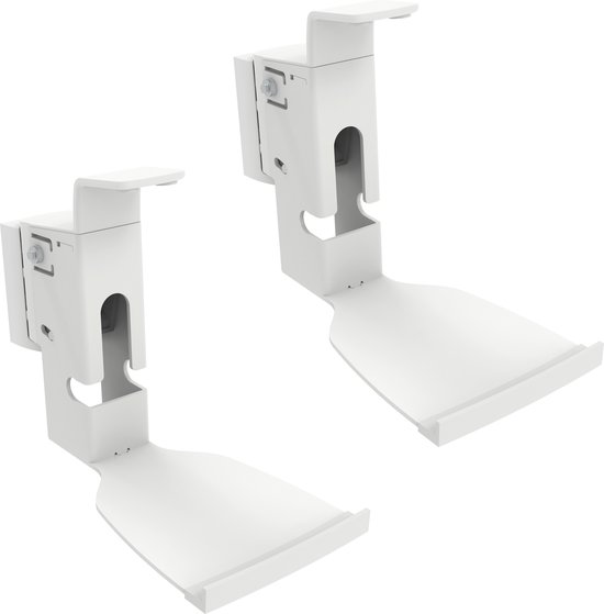 Muurbeugel set wit voor Sonos Five en Play 5 Gen 2 & 3 speakers, draaibaar, kantelbaar, kabelgoot, staal