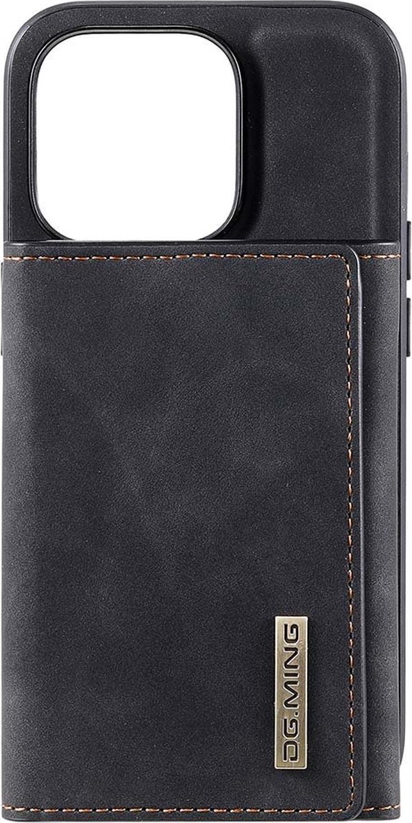 DG.Ming - Geschikt voor - iPhone 14 Pro Hoesje - Back Case met Afneembare Wallet Cabello Zwart