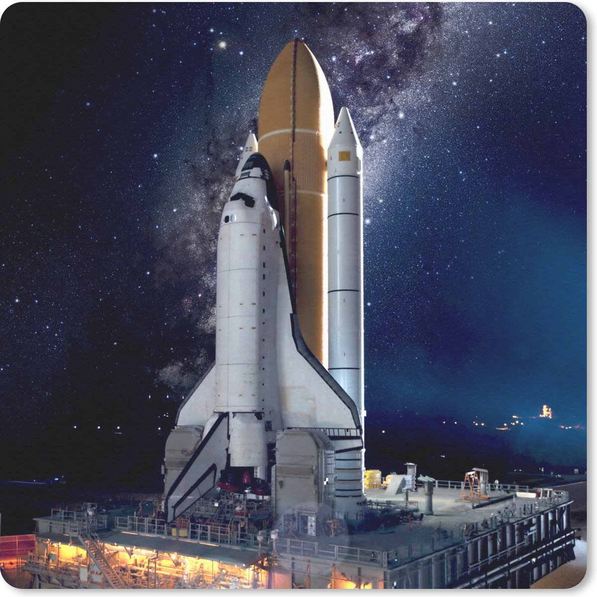 Muismat 20x20 cm - Mousepad Raket - Sterrenhemel - Ruimte - Muismatten