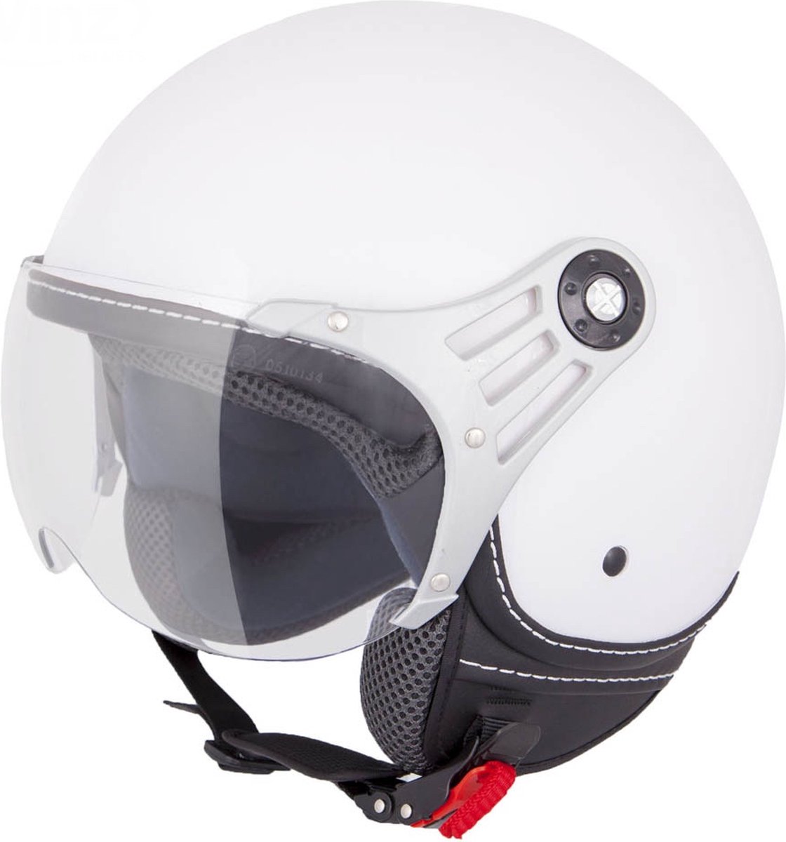VINZ Stelvio Jethelm Glans Wit / Scooterhelm / Brommerhelm / Motorhelm / Fashionhelm voor Scooter / Vespa / Brommer / Motor