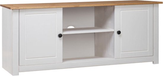 vidaXL Meuble TV Gamme Panama 120x40x50 cm Bois de pin massif Blanc - Meuble TV - Meuble TV - Meuble TV - Meuble TV
