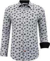 Luxe Satijn Dierenprint Overhemd Heren - 3093 - Zwart / Wit