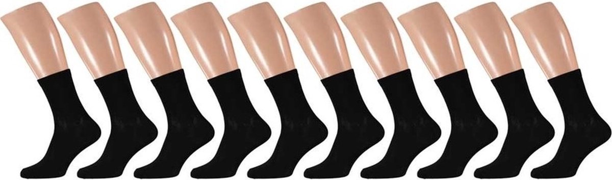 Apollo basic damessokken - zwart - 10x paar - voordeelpak 36-41 -