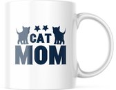 Mok met tekst: Cat Mom | Katten Mok | Grappige Cadeaus | Grappige mok | Koffiemok | Koffiebeker | Theemok | Theebeker