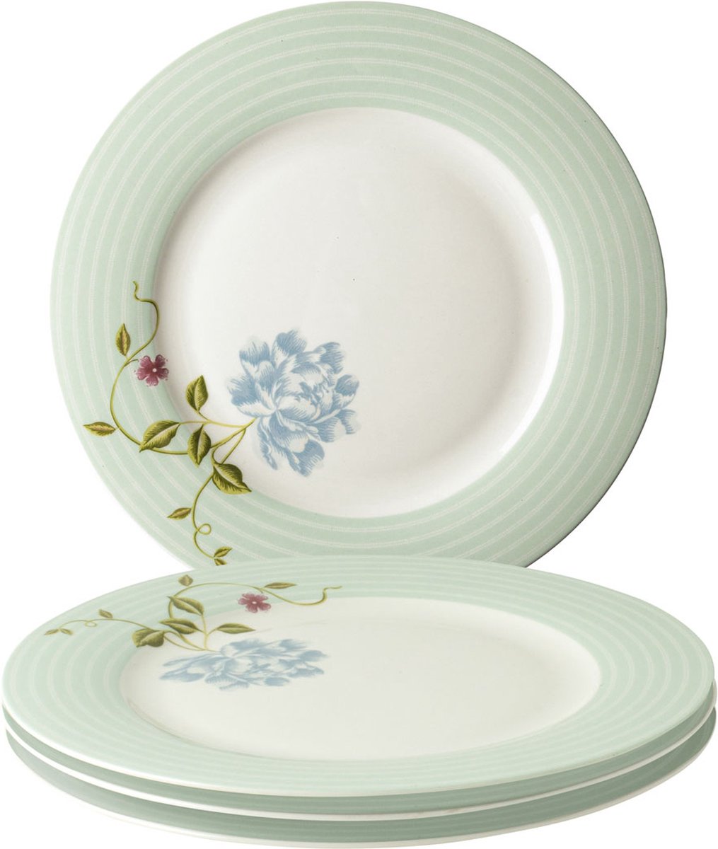 Laura Ashley Heritage Collectables Borden set van 4 - Dinerborden - Ø 26cm - Mint Candy Stripe