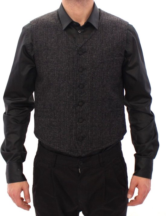 Dolce & Gabbana Gray Striped Wool Single Breasted Vest main image 1