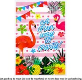 10x Uitdeelzakjes Flamingo 16 x 25.5 cm - A fun way to party - Feestje - Verjaardag - Cellofaan Plastic Traktatie Kado Zakjes - Snoepzakjes - Koekzakjes - Koekje - Cookie Bag
