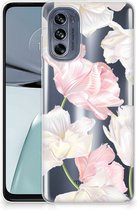 GSM Hoesje Motorola Moto G62 5G Back Case TPU Siliconen Hoesje Doorzichtig Mooie Bloemen