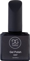 Gelzz Gellak - Gel Nagellak - kleur Ebony G087 - Zwart en wit - Dekkende kleur - 10ml - Vegan