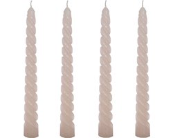 foto van Comforder Set van 4 Gedraaide Kaarsen - 19cm Licht Roze - Lange Draai Dinerkaarsen - mag ook andere kaarsen (goud of oudroze)