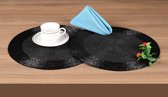 Napperons de table - Rond - 30 cm - 4 pièces - Pad - Résistant à la chaleur - Zwart - Set de table perlé aspect Luxe